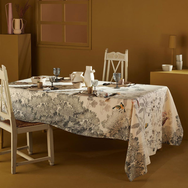 Garnier Thiebaut Charcoal Monochrome Tablecloth - 4 sizes