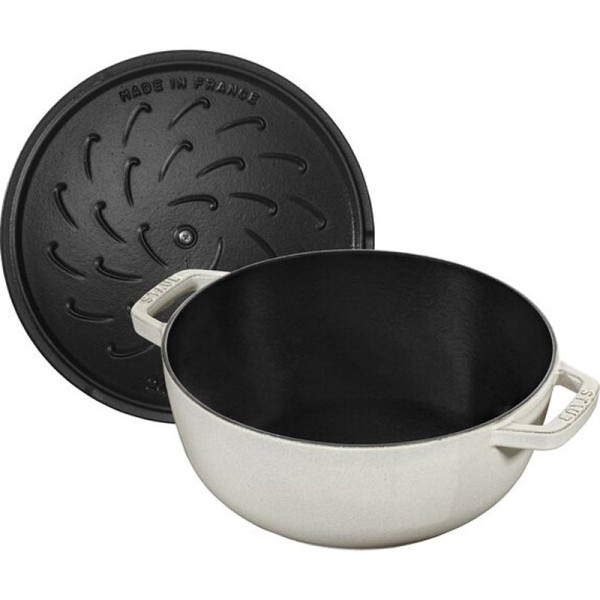 Staub cast iron cocotte 24cm white truffle snowflake