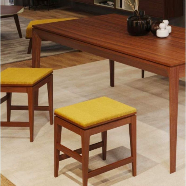 Dasras Buzz stool in oak or walnut wood and fabric - 10 finishes 3 heights