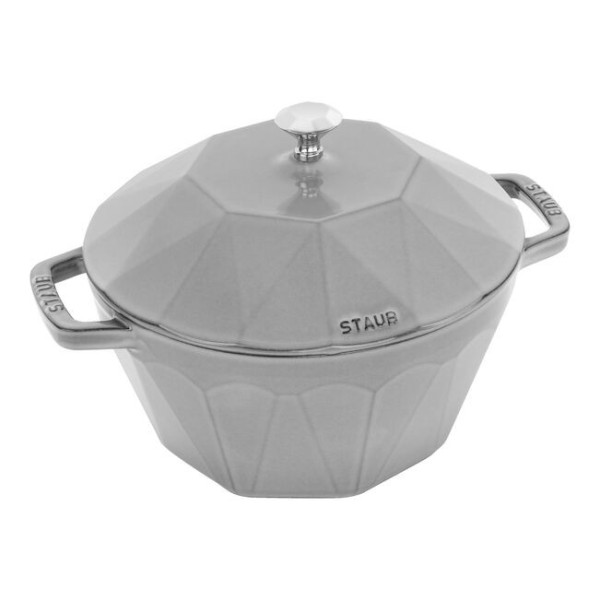 STAUB Diamond Cast Iron Cocotte, Graphite Grey, 22cm